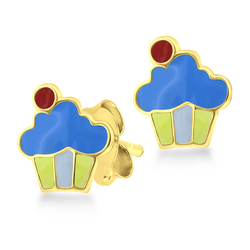 Gold Plated Kid Stud Earring Cup Cake STE-305-GP